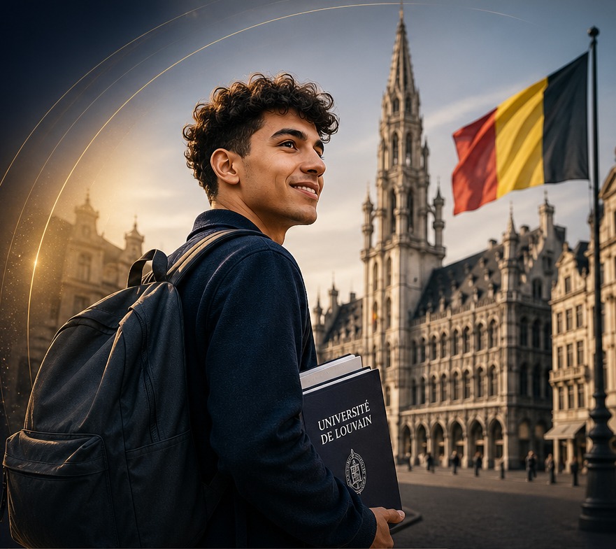 Étudiant marocain préparant son projet d'études en Belgique